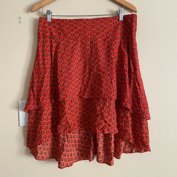1 State Red Floral ruffly, short and long skirt. - Picture 1 of 4
